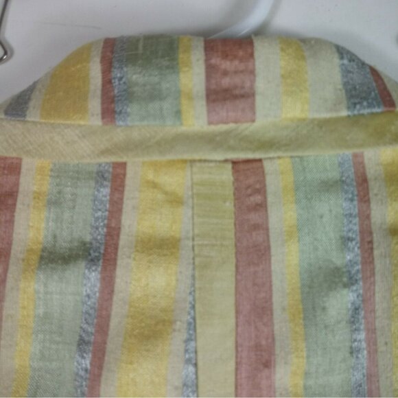 Vintage Silk Blazer Womens 4 Pastel Floral Stripe Sequin Art to Wear Glam 90s - Picture 7 of 9